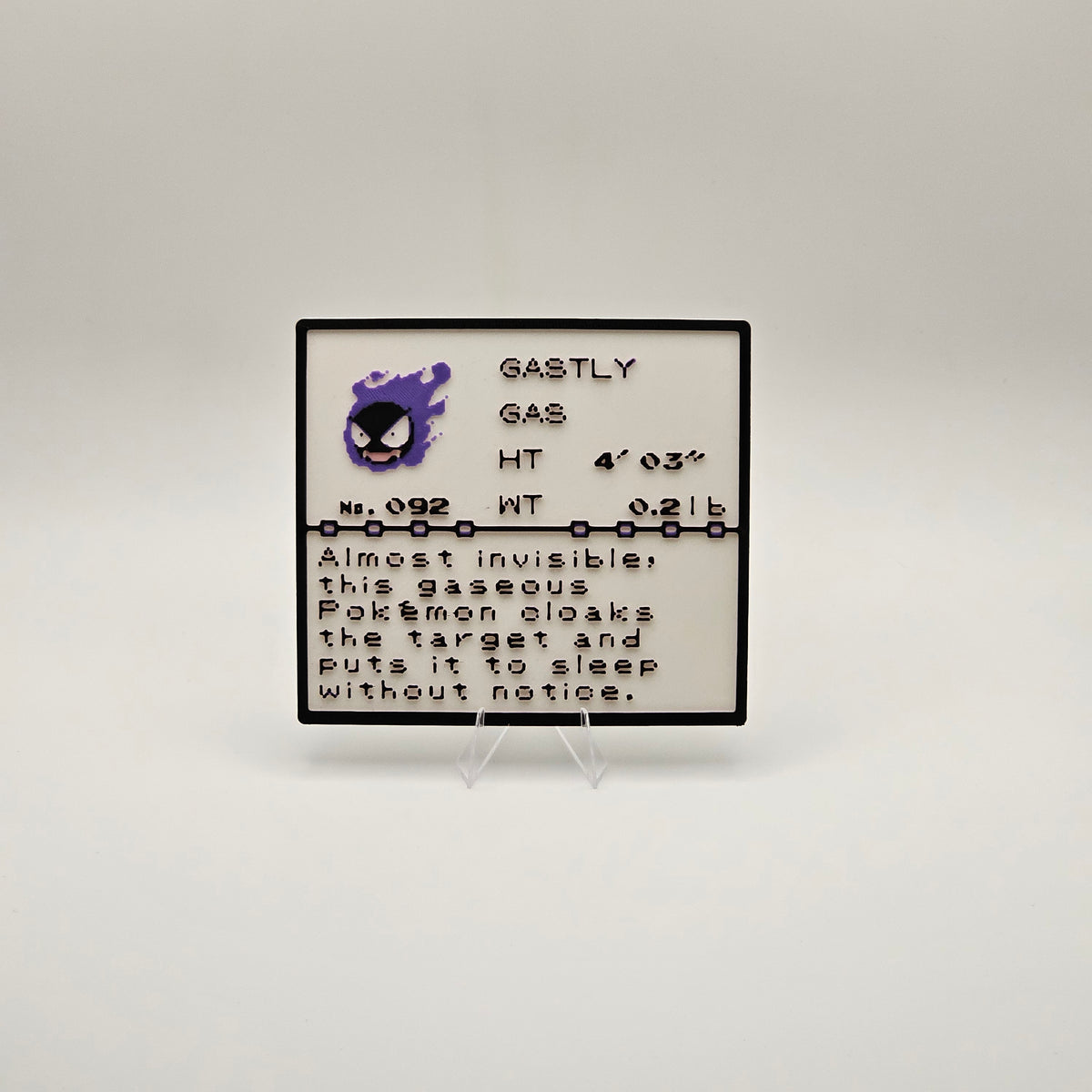 Gastly Pokédex plaque, No. 092, photo 1