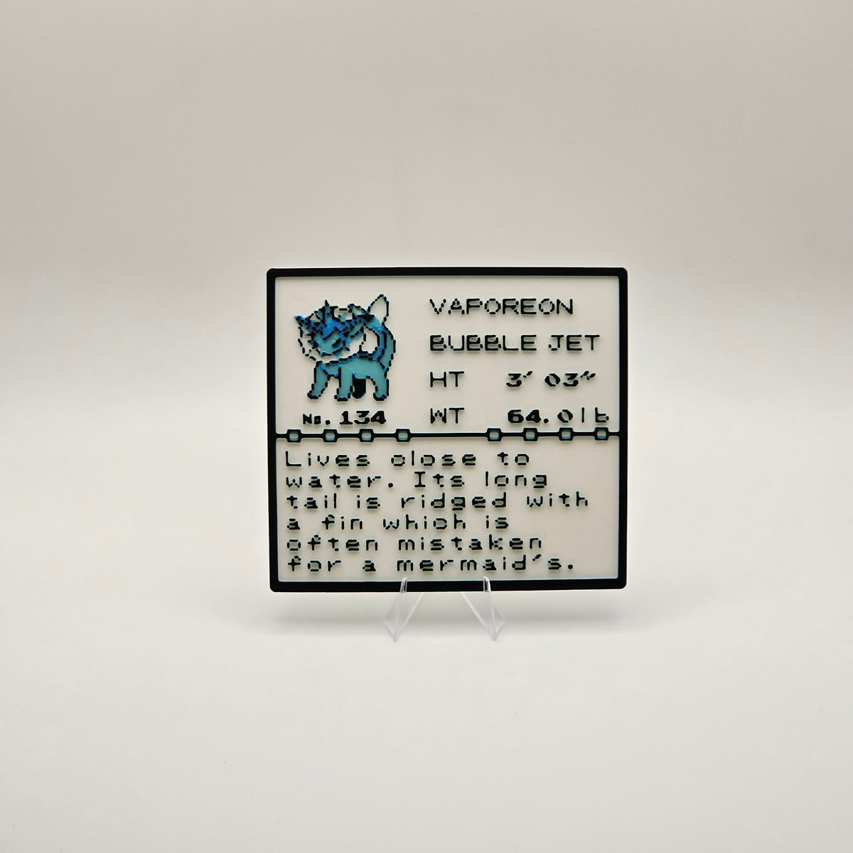 Vaporeon Pokédex plaque, No. 134, photo 1